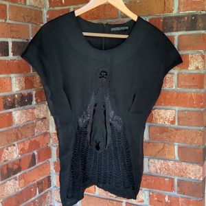 Gorgeous Marjan Pejoski formal embroidered black top. Butterfly sleeves.